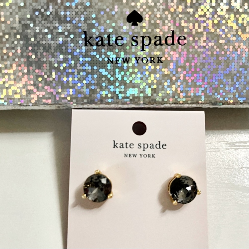 NWT Kate Spade “Rise & Shine” Smoky Black Studs